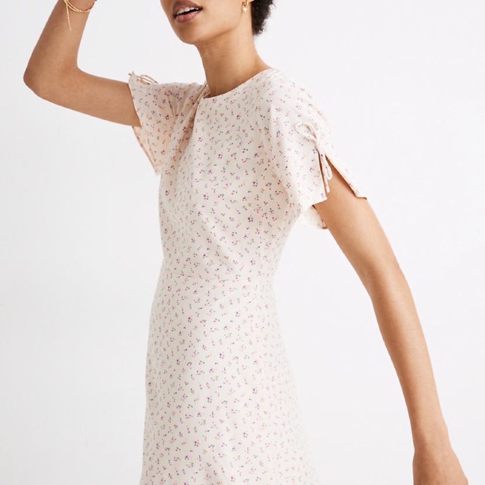 XS Tie-Sleeve Retro Dress in Dutch Dandelions